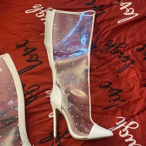 White and clear boots